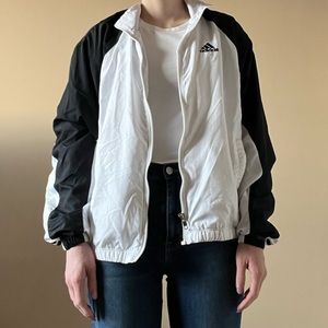 Adidas black and white zip up jacket: size small
